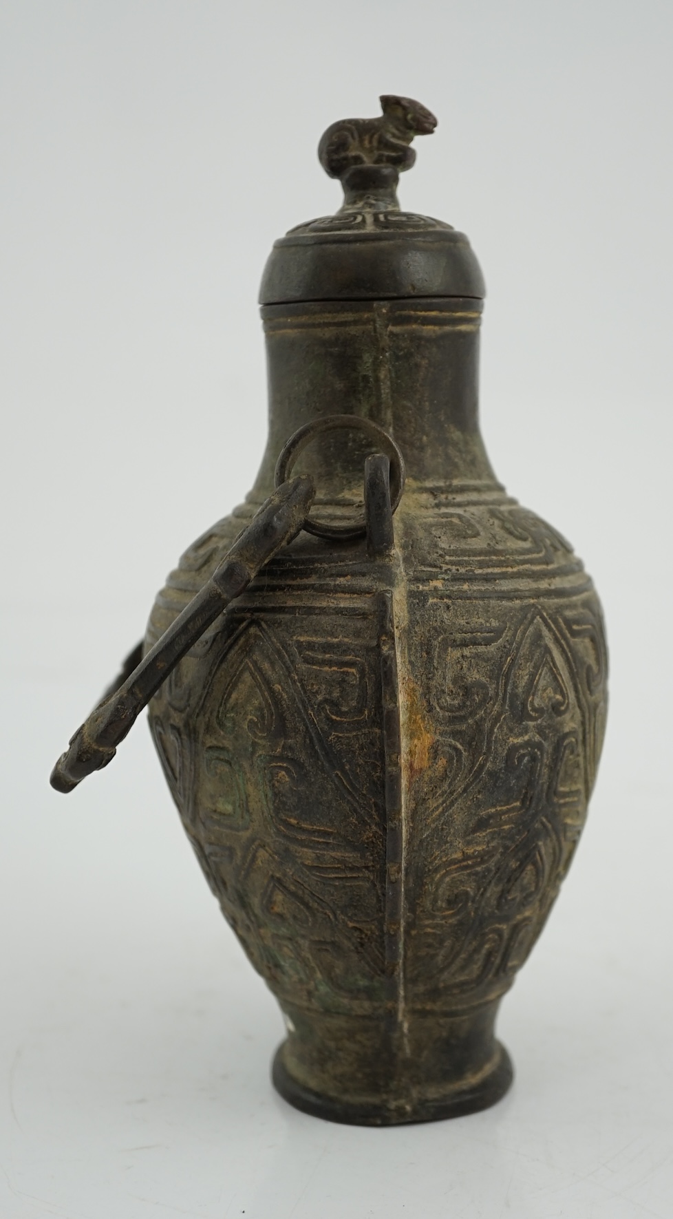 A Chinese archaistic bronze hanging vessel, hu, 17th/18th century